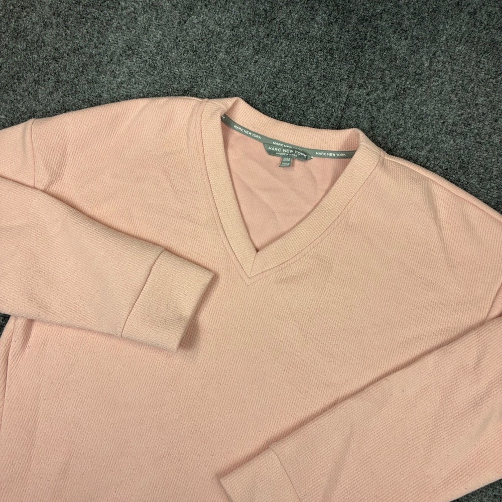 Marc New York Andrew Marc Womens Size Medium Sweatshirt Peach Pink Ribbed Top